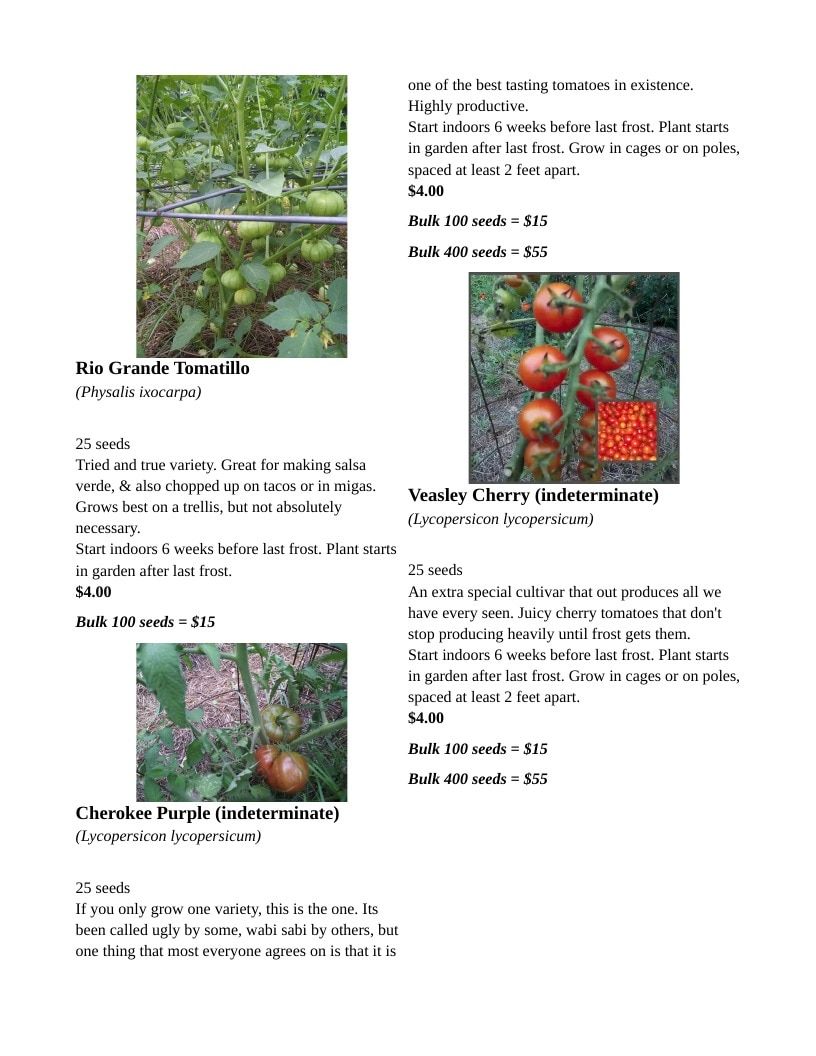 Backwoods Energy Seeds Seed Catalog Weekly Ad January 1 - December 31, 2026
