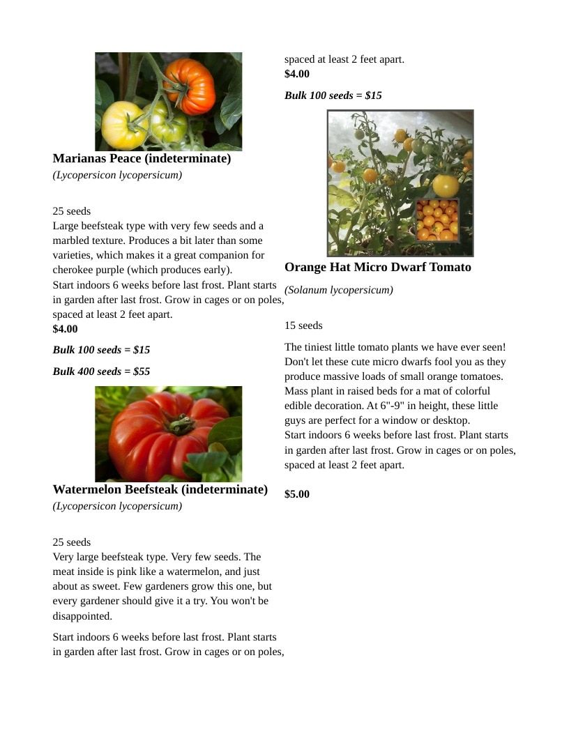 Backwoods Energy Seeds Seed Catalog Weekly Ad January 1 - December 31, 2026