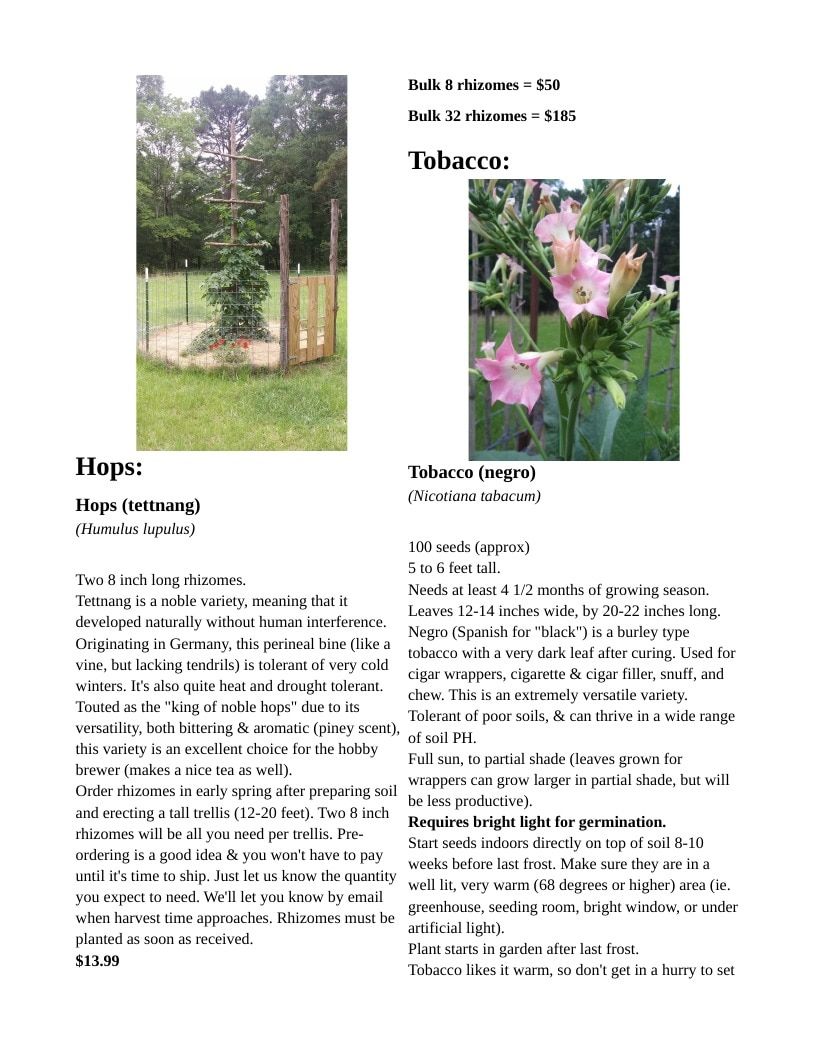 Backwoods Energy Seeds Seed Catalog Weekly Ad January 1 - December 31, 2026