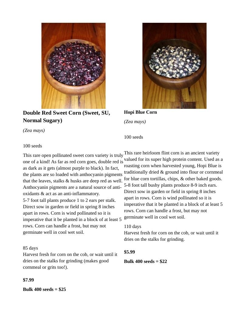 Backwoods Energy Seeds Seed Catalog Weekly Ad January 1 - December 31, 2026