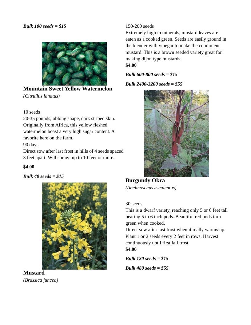 Backwoods Energy Seeds Seed Catalog Weekly Ad January 1 - December 31, 2026