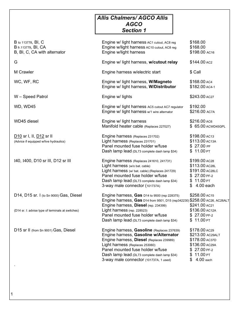 Agri-Services Wiring Harness Specialists Wiring Harness Catalog Weekly Ad January 1 - December 31, 2026