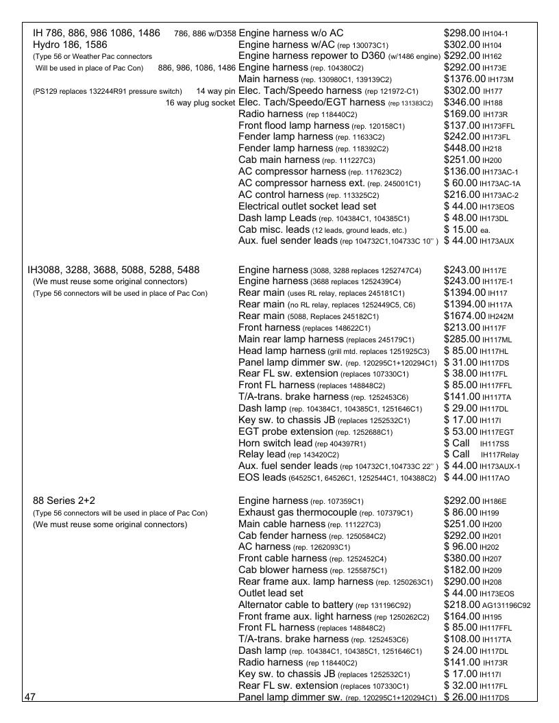 Agri-Services Wiring Harness Specialists Wiring Harness Catalog Weekly Ad January 1 - December 31, 2026