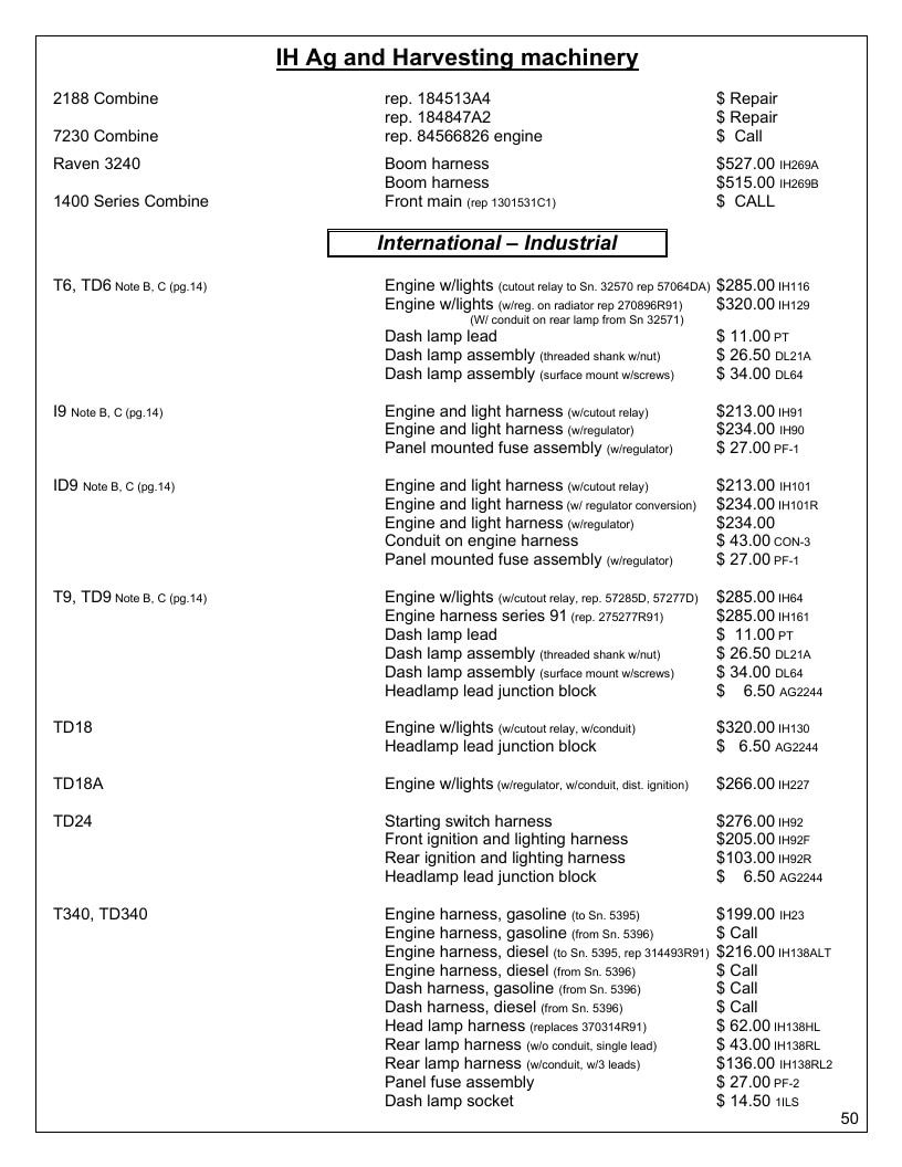 Agri-Services Wiring Harness Specialists Wiring Harness Catalog Weekly Ad January 1 - December 31, 2026