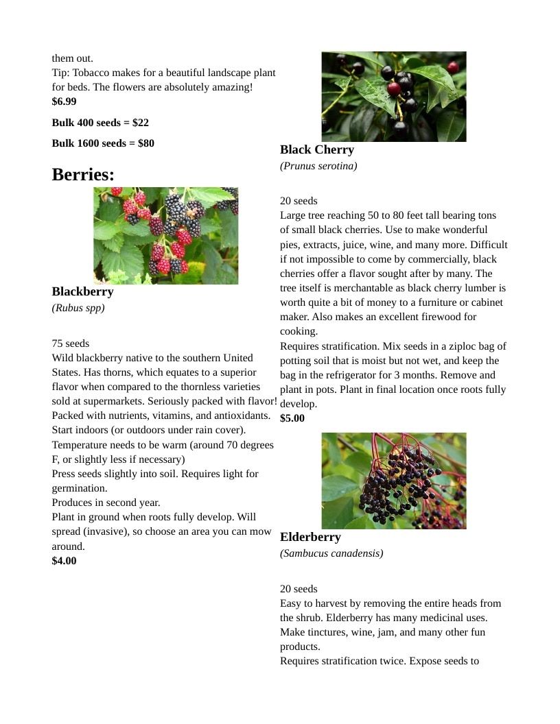 Backwoods Energy Seed Catalog Weekly Ad January 1 - December 31, 2026