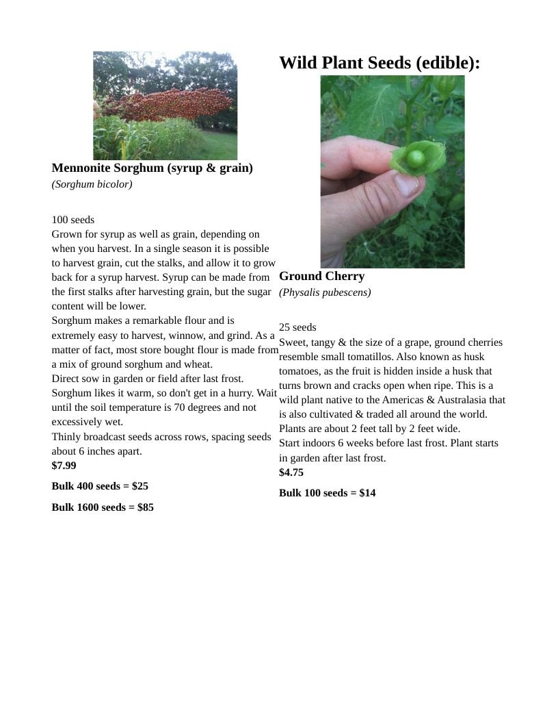 Backwoods Energy Seed Catalog Weekly Ad January 1 - December 31, 2026