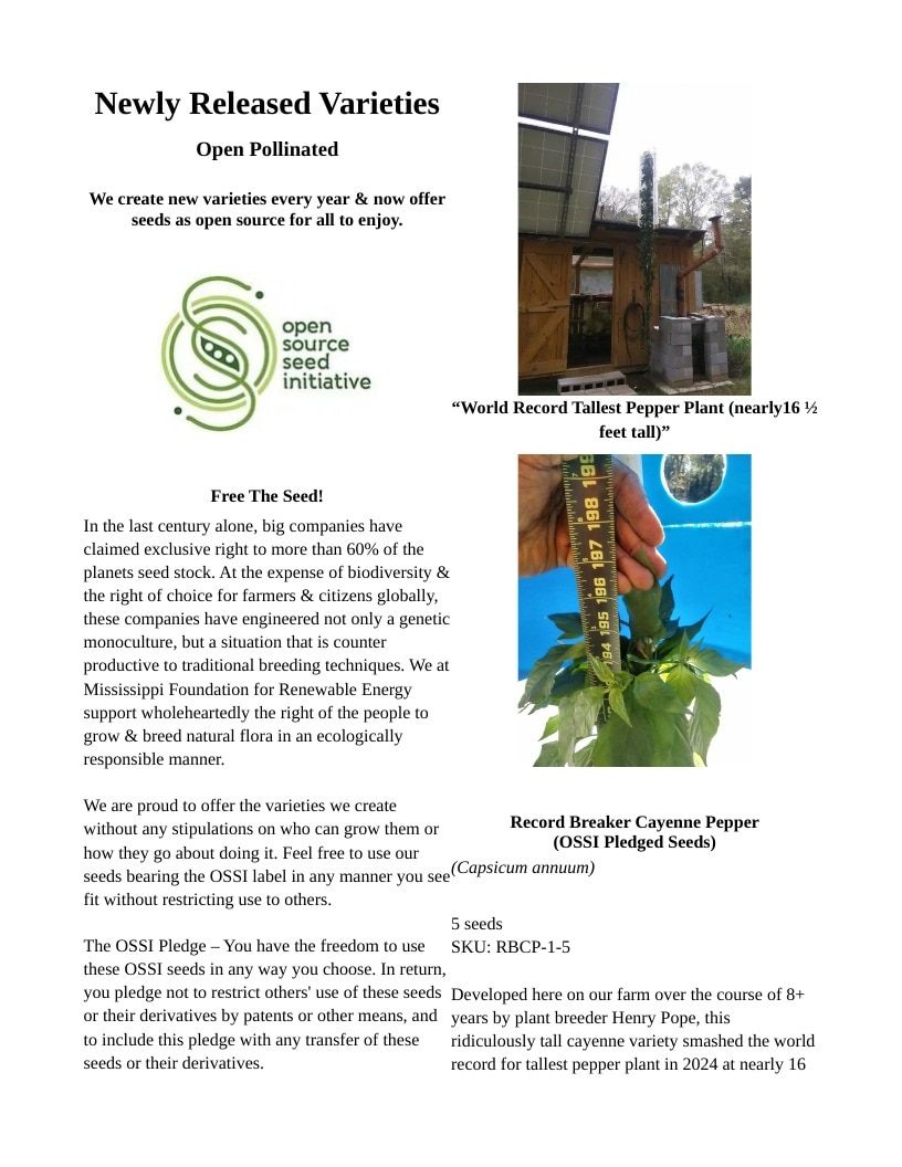 Backwoods Energy Seed Catalog Weekly Ad January 1 - December 31, 2026
