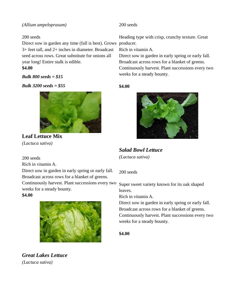 Backwoods Energy Seed Catalog Weekly Ad January 1 - December 31, 2026