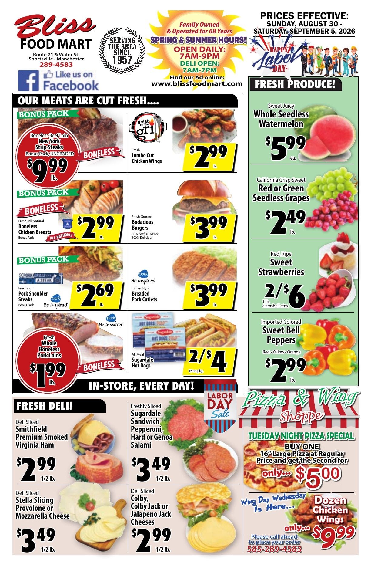 Bliss Shur Fine Food Mart Weekly Ad August 30 - September 5, 2026