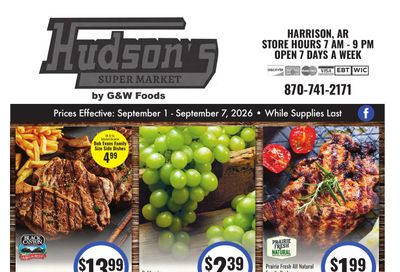 Hudson's Super Market Weekly Ad September 1 - 7, 2026