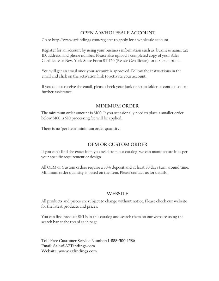 AZ Findings Permanent Jewelry Catalog Weekly Ad January 1 - December 31, 2026