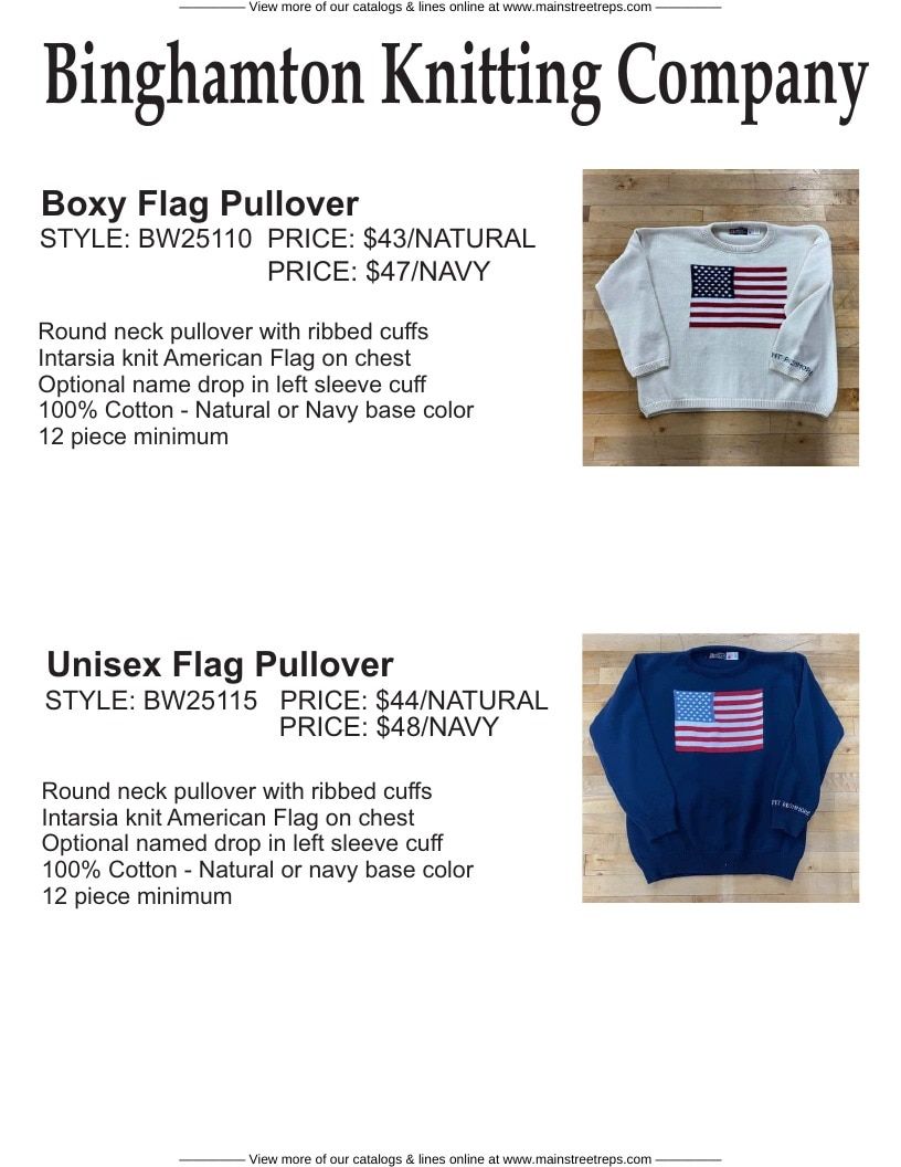 Binghamton Knitting Company Knitwear Catalog Weekly Ad January 1 - December 31, 2026