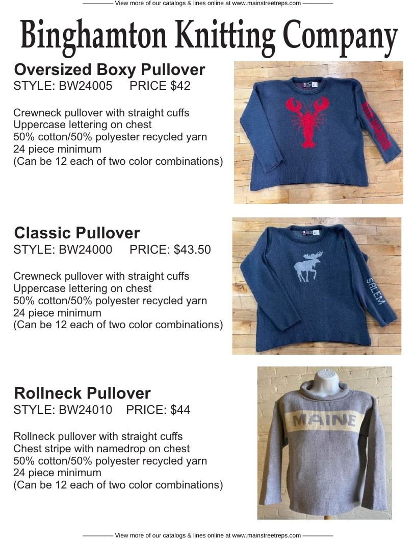 Binghamton Knitting Company Knitwear Catalog Weekly Ad January 1 - December 31, 2026