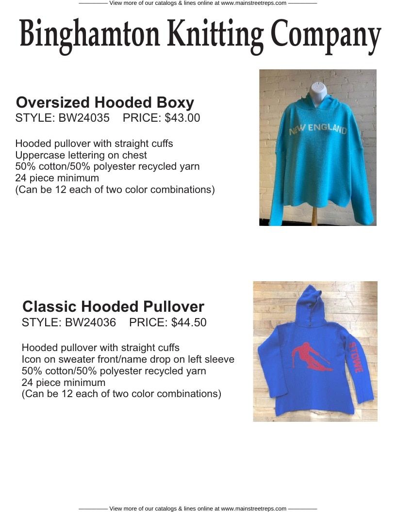 Binghamton Knitting Company Knitwear Catalog Weekly Ad January 1 - December 31, 2026