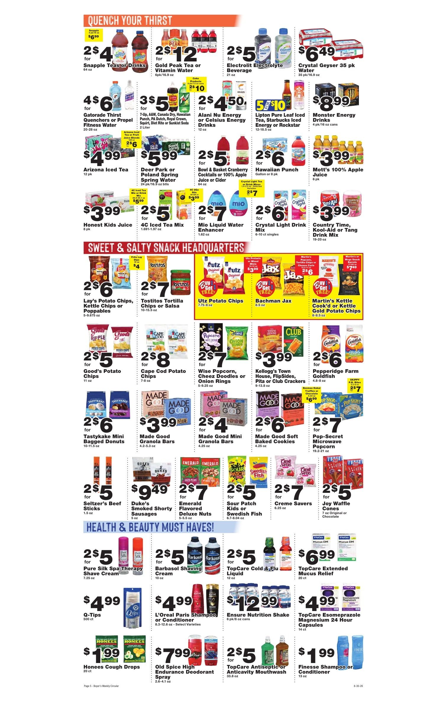 Boyer's Food Markets (Ashland and other locations, PA) Weekly Ad August 30 - September 5, 2026
