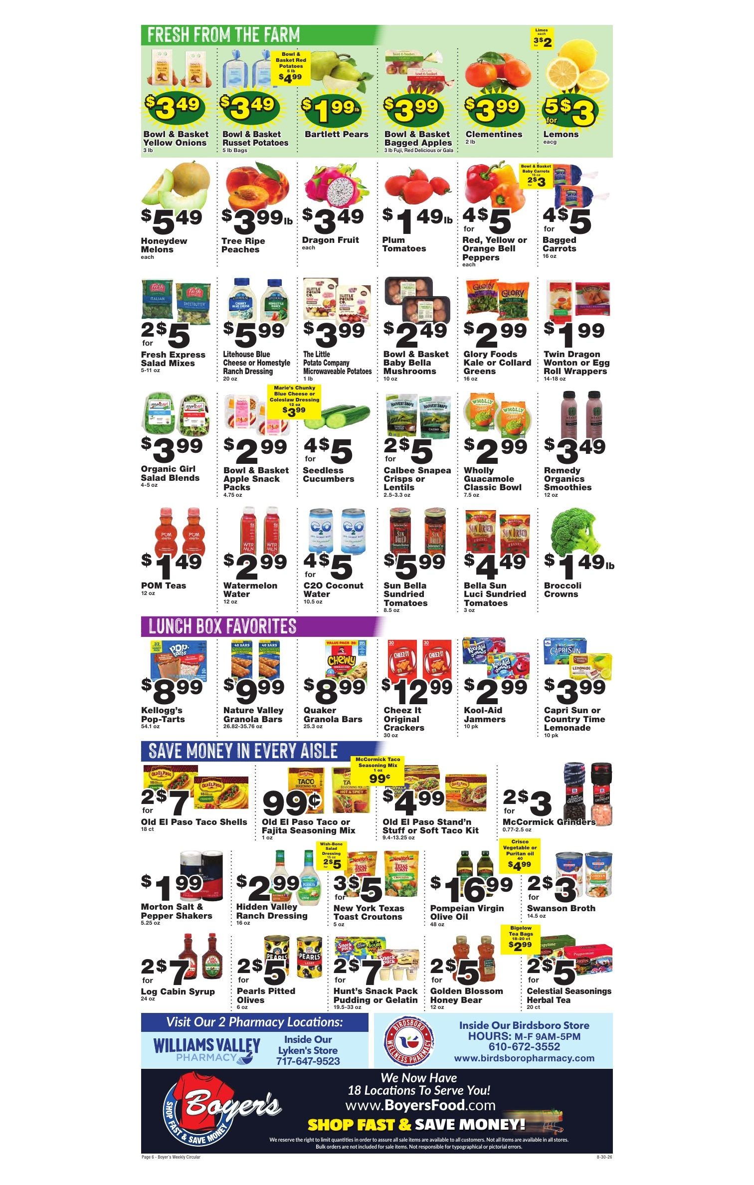 Boyer's Food Markets (Ashland and other locations, PA) Weekly Ad August 30 - September 5, 2026