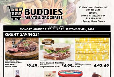 Buddies Meats & Groceries Weekly Ad August 31 - September 6, 2026