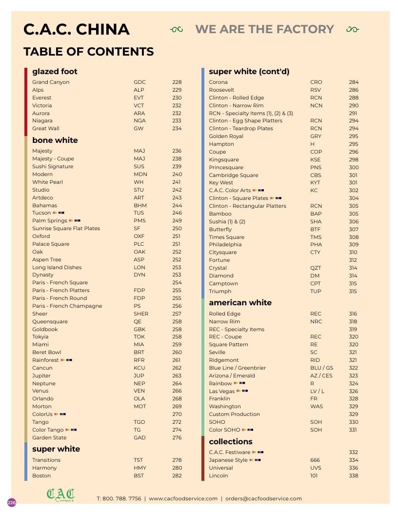 C.A.C. Foodservice Chinaware Catalog Weekly Ad January 1 - December 31, 2026