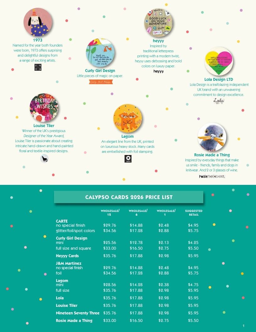 Calypso Cards Greeting Cards Catalog Weekly Ad January 1 - December 31, 2026