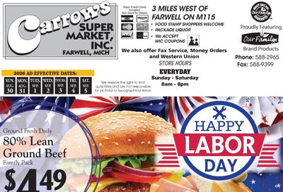 Carrow's Supermarket Weekly Ad August 30 - September 5, 2026