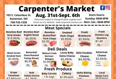 Carpenter's Market Weekly Ad August 31 - September 6, 2026