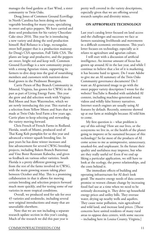 Common Wealth Seed Growers Seed Catalog Weekly Ad January 1 - December 31, 2026