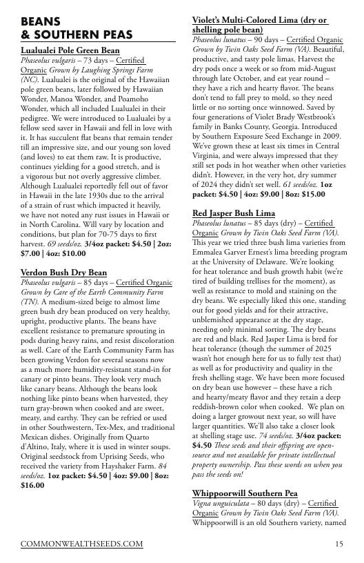 Common Wealth Seed Growers Seed Catalog Weekly Ad January 1 - December 31, 2026
