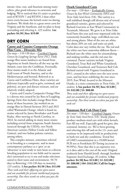 Common Wealth Seed Growers Seed Catalog Weekly Ad January 1 - December 31, 2026