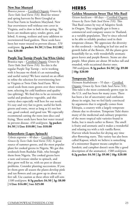 Common Wealth Seed Growers Seed Catalog Weekly Ad January 1 - December 31, 2026
