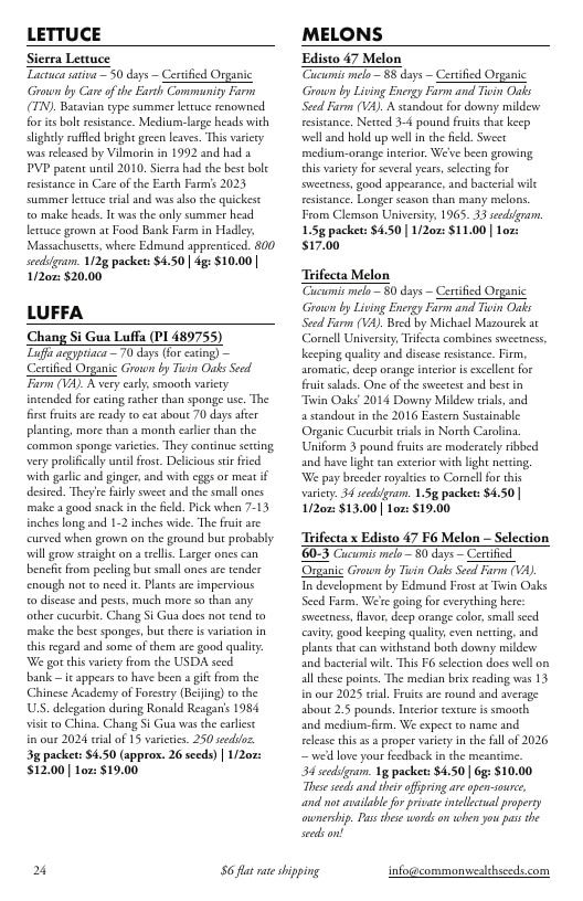 Common Wealth Seed Growers Seed Catalog Weekly Ad January 1 - December 31, 2026