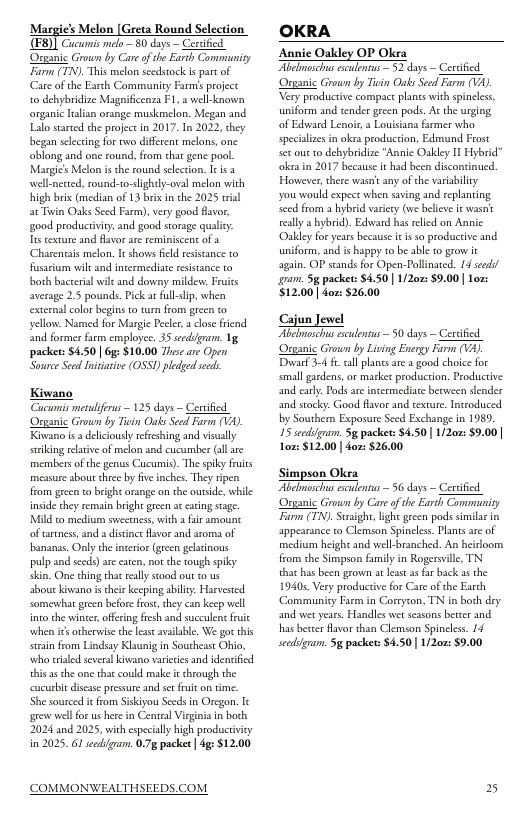 Common Wealth Seed Growers Seed Catalog Weekly Ad January 1 - December 31, 2026