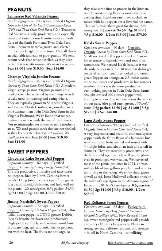 Common Wealth Seed Growers Seed Catalog Weekly Ad January 1 - December 31, 2026