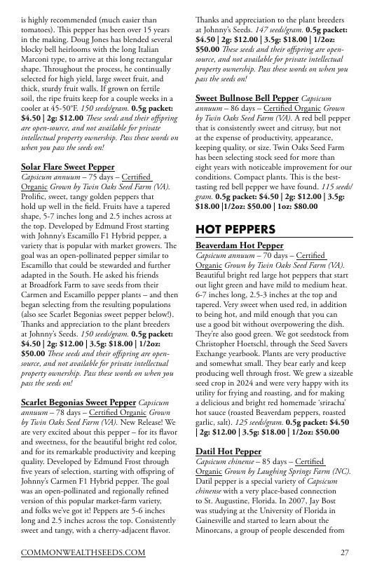 Common Wealth Seed Growers Seed Catalog Weekly Ad January 1 - December 31, 2026