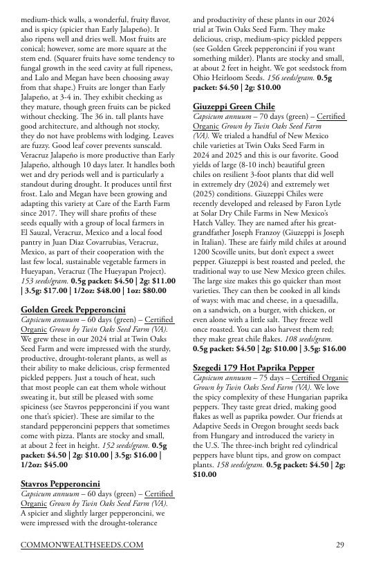 Common Wealth Seed Growers Seed Catalog Weekly Ad January 1 - December 31, 2026