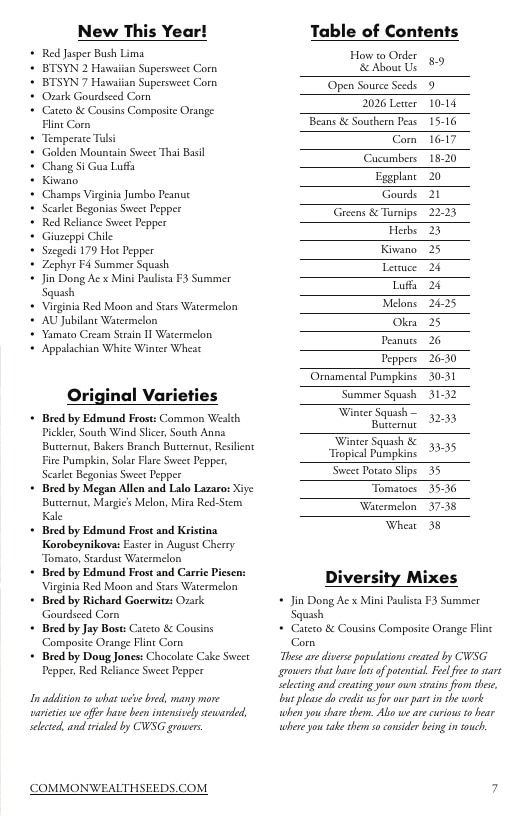 Common Wealth Seed Growers Seed Catalog Weekly Ad January 1 - December 31, 2026