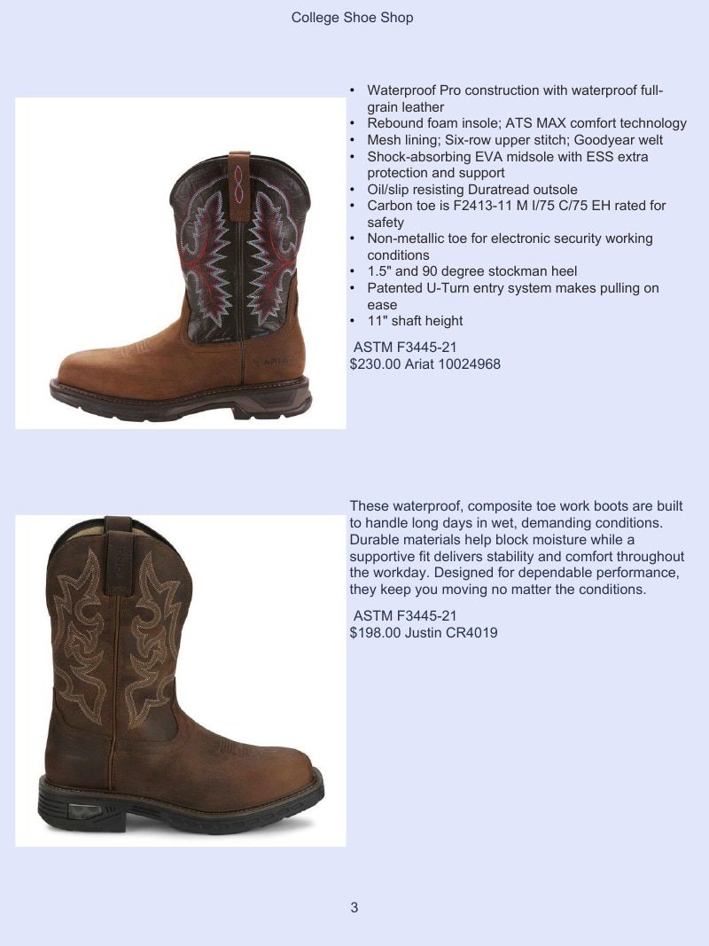 College Shoe Shop Safety Footwear Catalog Weekly Ad January 1 - December 31, 2026