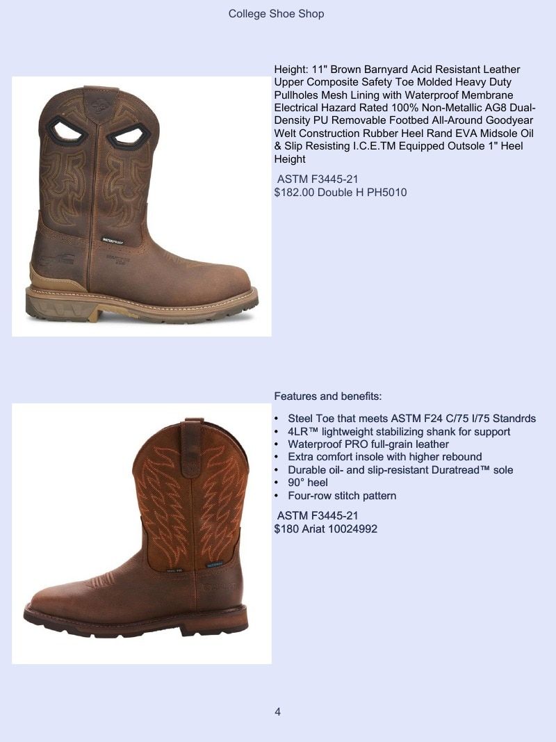 College Shoe Shop Safety Footwear Catalog Weekly Ad January 1 - December 31, 2026