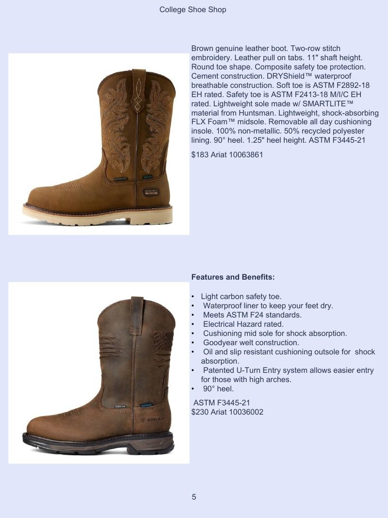 College Shoe Shop Safety Footwear Catalog Weekly Ad January 1 - December 31, 2026