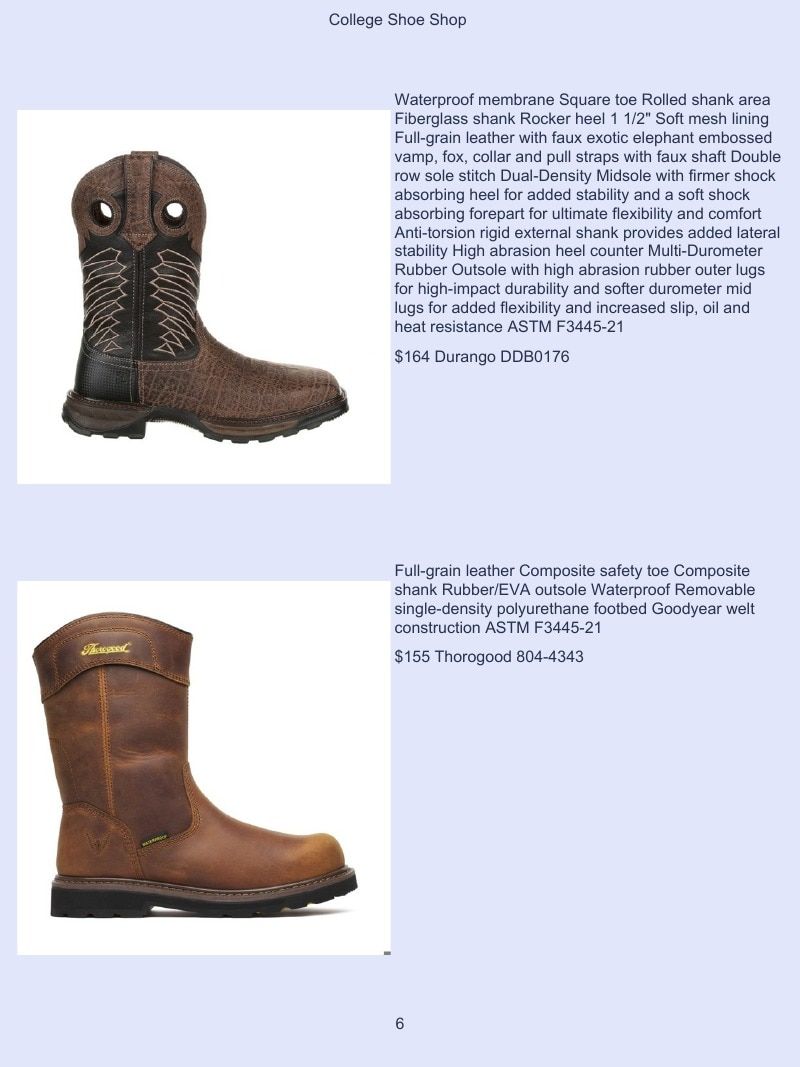 College Shoe Shop Safety Footwear Catalog Weekly Ad January 1 - December 31, 2026