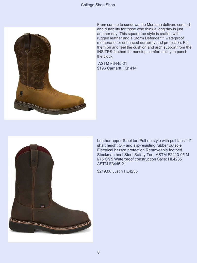 College Shoe Shop Safety Footwear Catalog Weekly Ad January 1 - December 31, 2026