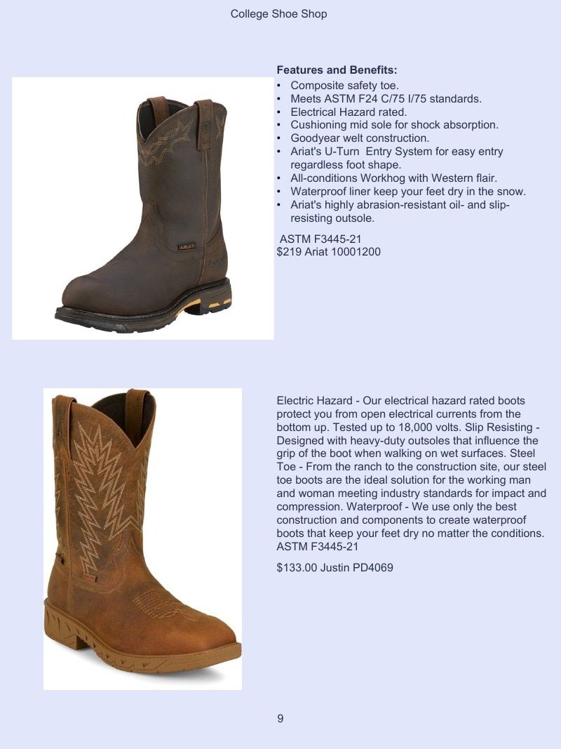 College Shoe Shop Safety Footwear Catalog Weekly Ad January 1 - December 31, 2026