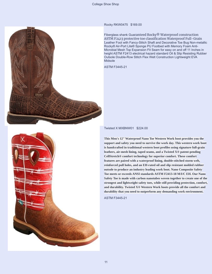 College Shoe Shop Safety Footwear Catalog Weekly Ad January 1 - December 31, 2026