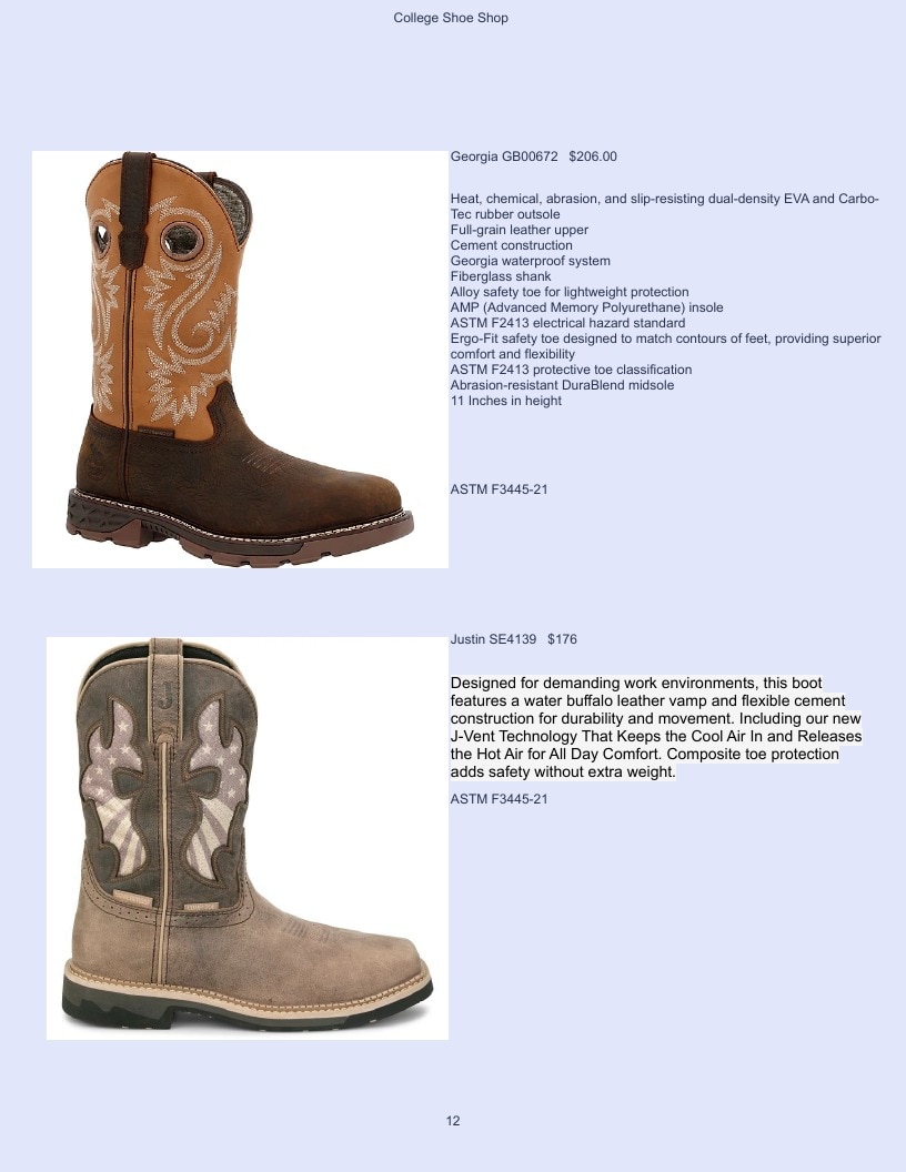 College Shoe Shop Safety Footwear Catalog Weekly Ad January 1 - December 31, 2026