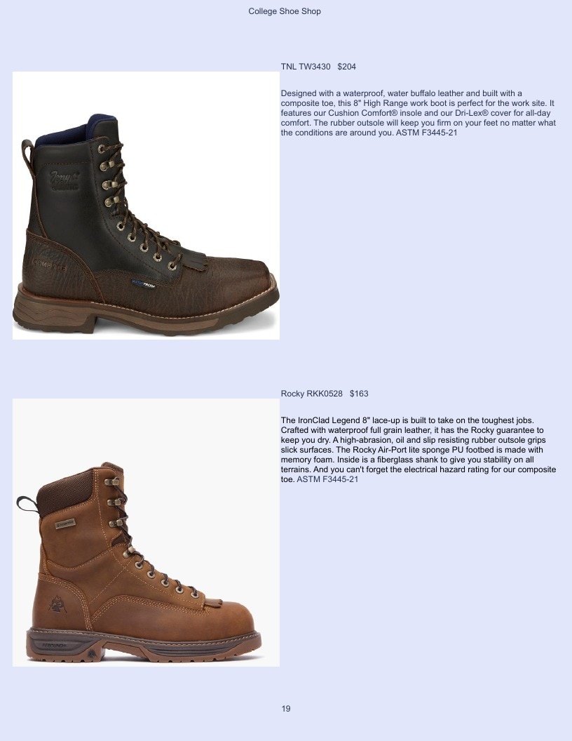 College Shoe Shop Safety Footwear Catalog Weekly Ad January 1 - December 31, 2026