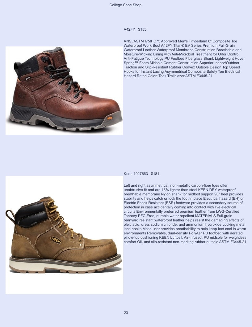 College Shoe Shop Safety Footwear Catalog Weekly Ad January 1 - December 31, 2026
