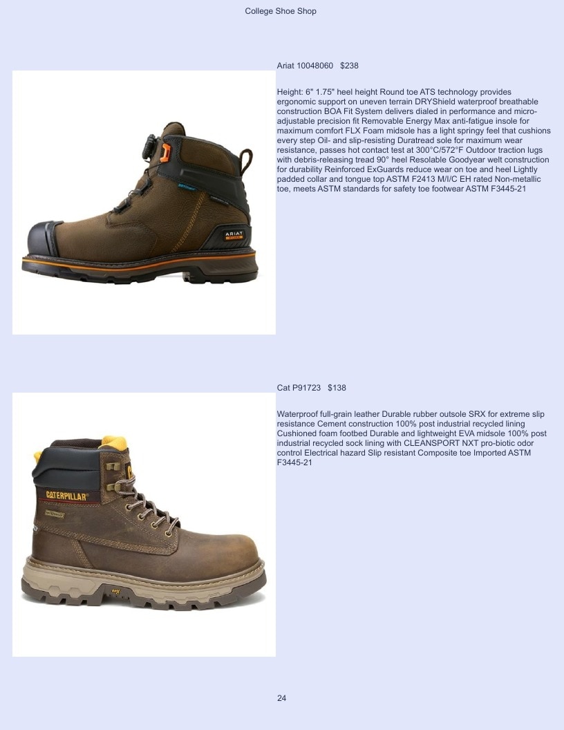 College Shoe Shop Safety Footwear Catalog Weekly Ad January 1 - December 31, 2026