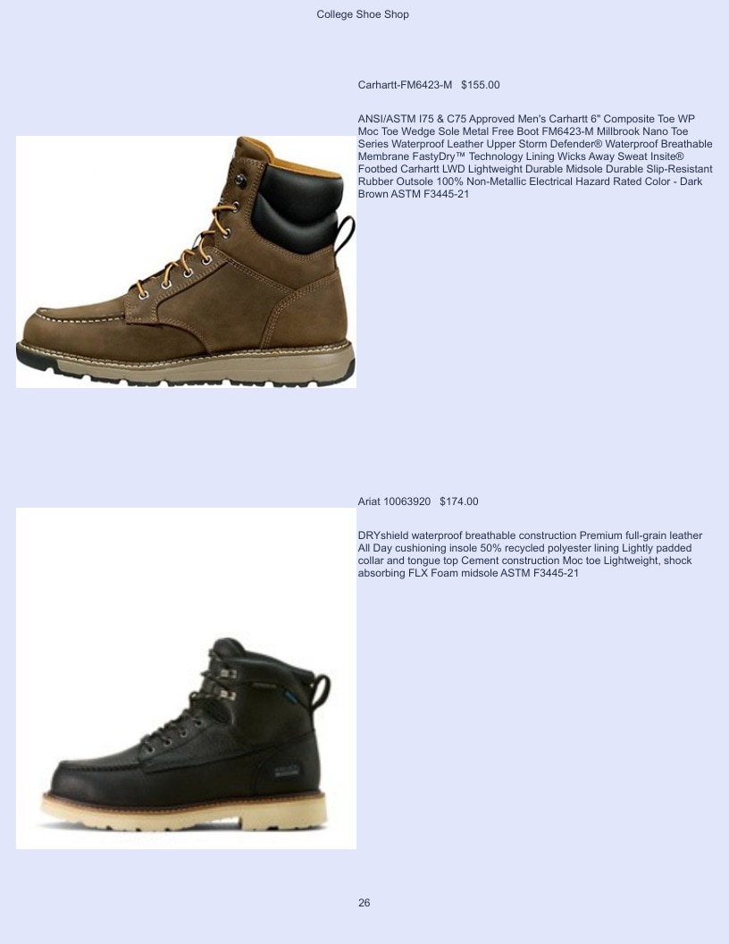 College Shoe Shop Safety Footwear Catalog Weekly Ad January 1 - December 31, 2026