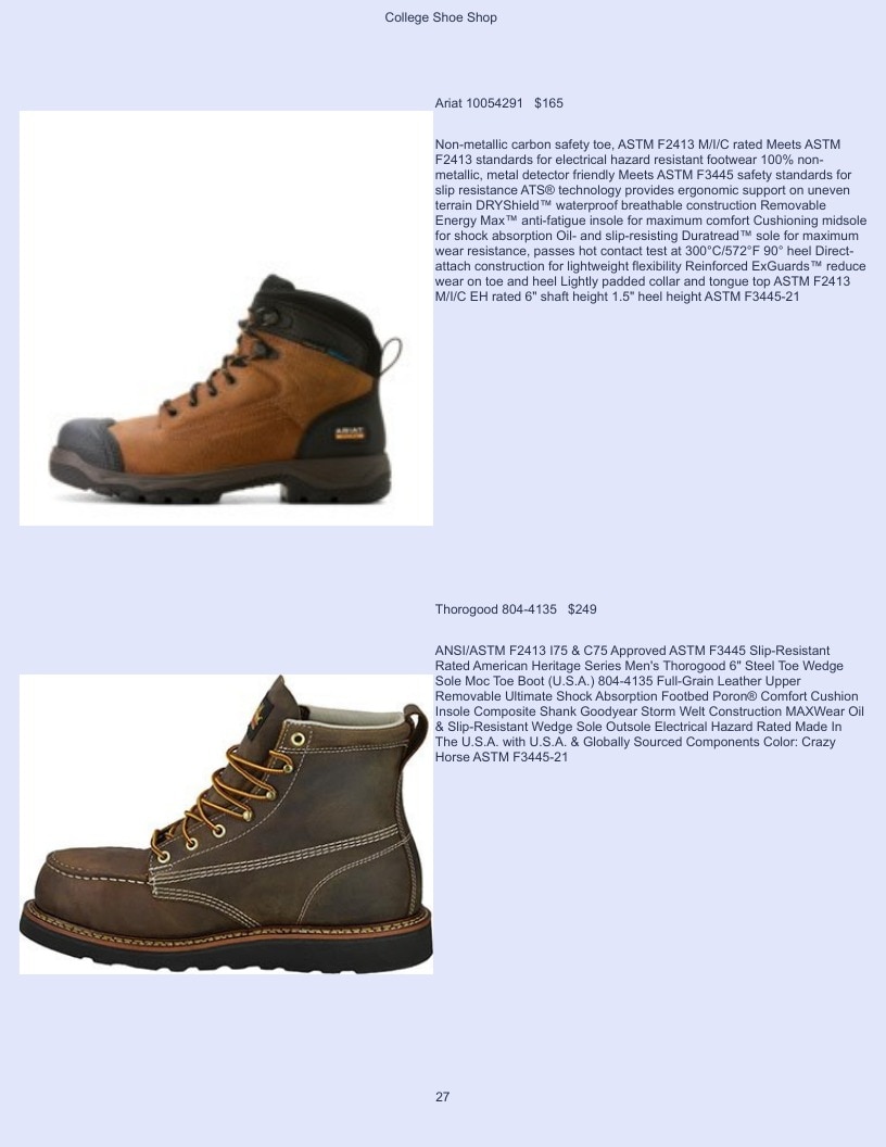 College Shoe Shop Safety Footwear Catalog Weekly Ad January 1 - December 31, 2026