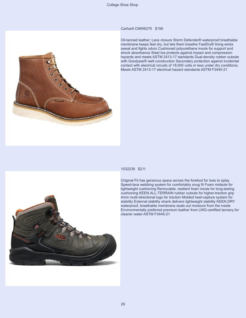 College Shoe Shop Safety Footwear Catalog Weekly Ad January 1 - December 31, 2026