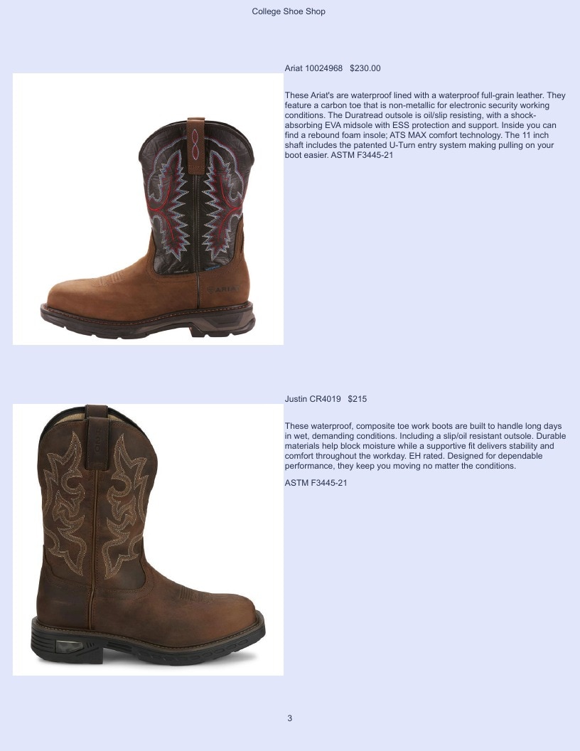 College Shoe Shop Safety Footwear Catalog Weekly Ad January 1 - December 31, 2026